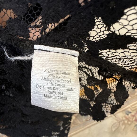 Biya Johnny Was Sheer Black Lace Hi Low Midi Maxi Flare Dress Size M Racerback - Picture 7 of 8